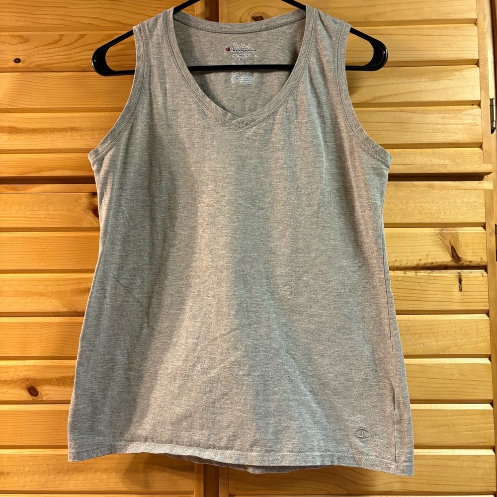 Champion Women's Gray V-Neck Tank Top, Size M